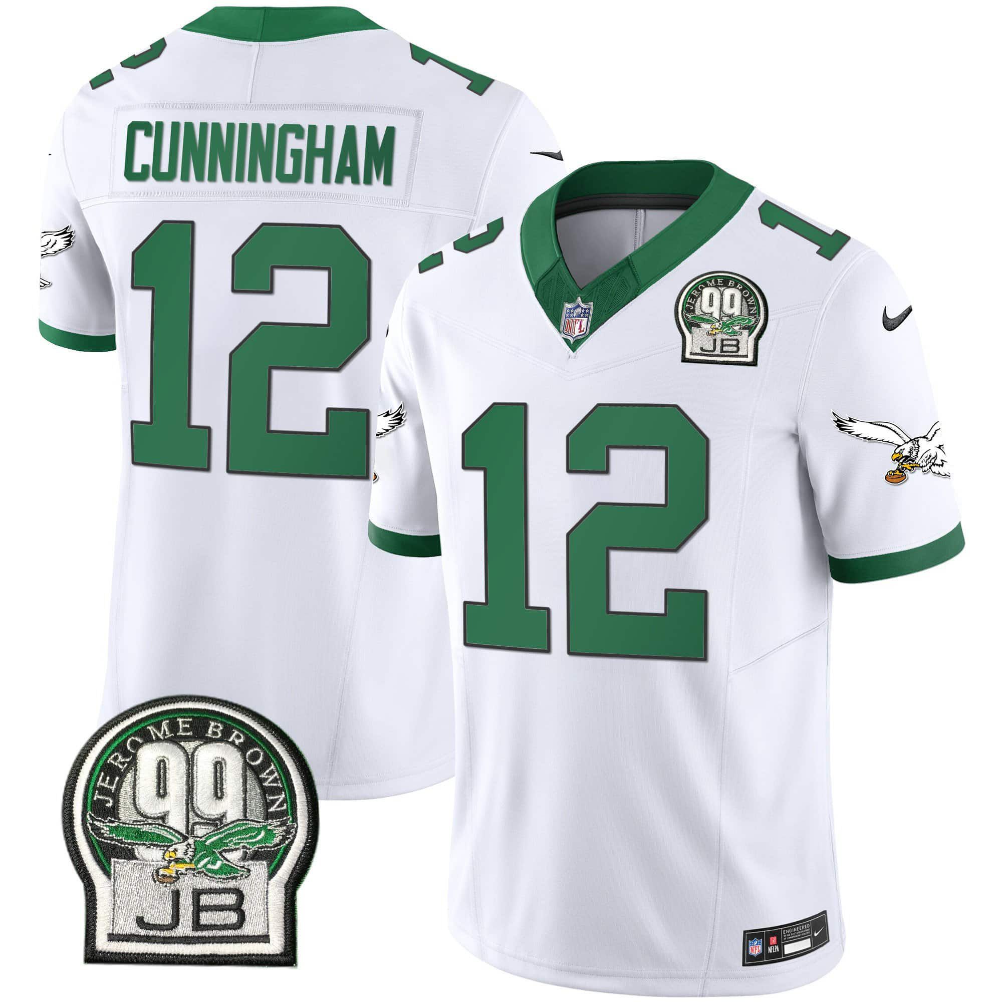 Men Philadelphia Eagles #12 Cunningham White 2024 Nike Jerome Brown Patch Alternate Limited NFL Jersey->indianapolis colts->NFL Jersey